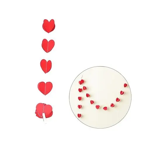 Produktbild: COLLBATH Girlande in Herzform hochzeitsdeko Herzkranz Girlande aus Papier Baby-Dusche-Dekor Herz Ammer 3D Luftballons Partydekoration Herzförmig Charme Veranstaltungsbedarf schmücken rot