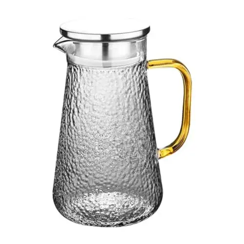 Produktbild: COLLBATH Multi-funktions-karaffe Aus Glas Mit Edelstahlverschluss Kaltwasserkrug Für Säfte Tee Und Mehr Bruchfest - Für Zuhause Und Büro