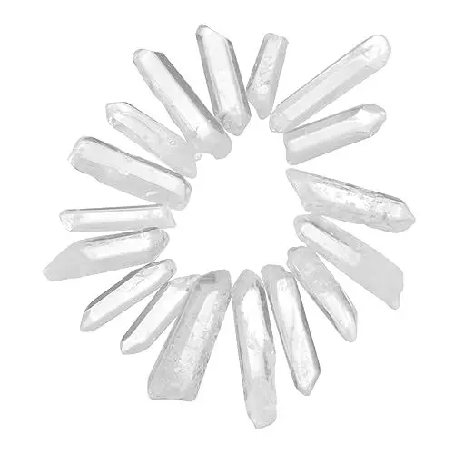Produktbild: COLLBATH Kristallstein Selber Machen Natürlicher Klarer Quarzcluster Natürliche Kristalle Zeigen Scherben Natürlicher Kristallcharme Natürlicher Kristallcluster Rauh Schmuck Weiß Gold