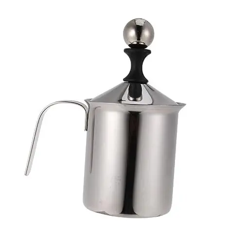 Produktbild: COLLBATH 400ml Kapazität Manuelle Milchaufschäumer Edelstahl Latte Maker Doppel Mesh Dampfer