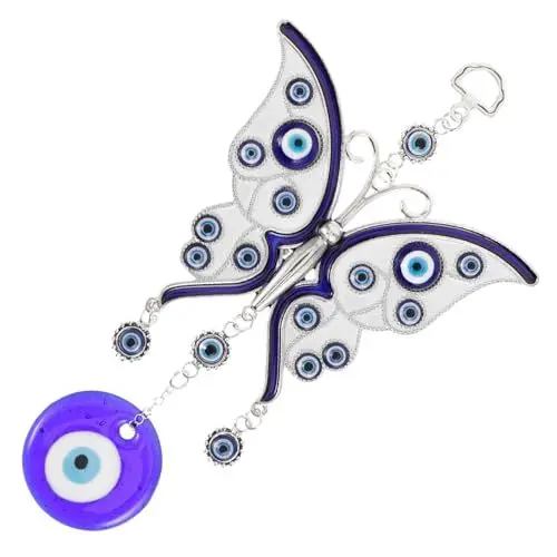 Produktbild: COLLBATH Schmetterling Schlüsselanhänger Anhänger mit bösem Blick Autoanhänger mit graceling Gracy Schlüsselbund Blauer böser Blick dekor hängende Ornamente des bösen Blicks Wagen schmücken