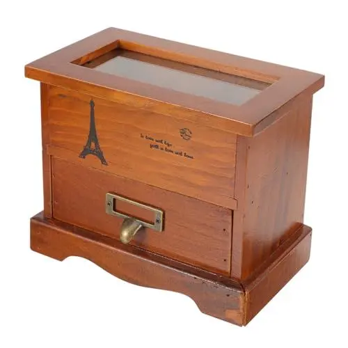 Produktbild: COLLBATH Schmuckaufbewahrungsbox Mit Schublade Schmuckhalter Aus Holz Für Frauen Schreibtisch-organisationsbox Mit Deckel