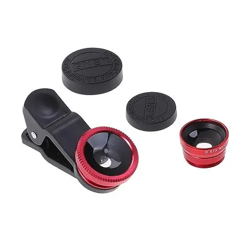 Produktbild: COLLBATH Super Weitwinkel Makro Objektiv Für Handy Kamera Objektiv Clip Rot Robust Kratzfest