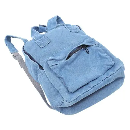 Produktbild: COLLBATH Modischer Denim Rucksack für Große Kapazität Multifunktionale Schultasche für Mädchen und Jungen Blauer Jeansrucksack für Schule und Freizeit