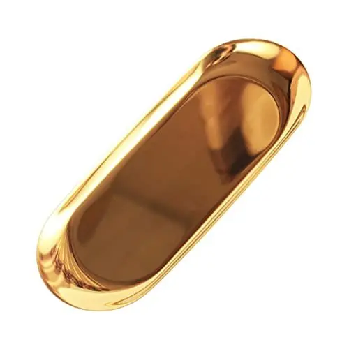 Produktbild: COLLBATH Goldenes Aufbewahrungstablett aus Metall Elegantes Serviertablett Snackhalter aus Edelstahl runder Schmuck-Organizer für zu Hause