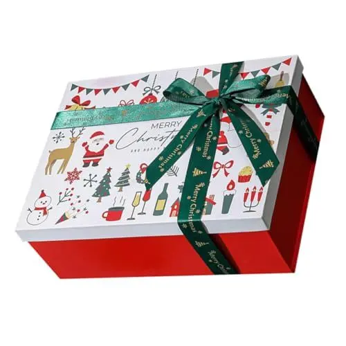 Produktbild: COLLBATH Weihnachtsverpackungsbox Festliche Süßigkeitenbox Aus Papier Mit Schleife Für Weihnachtspartys Vielseitiger Süßigkeitenbehälter Aus Papier