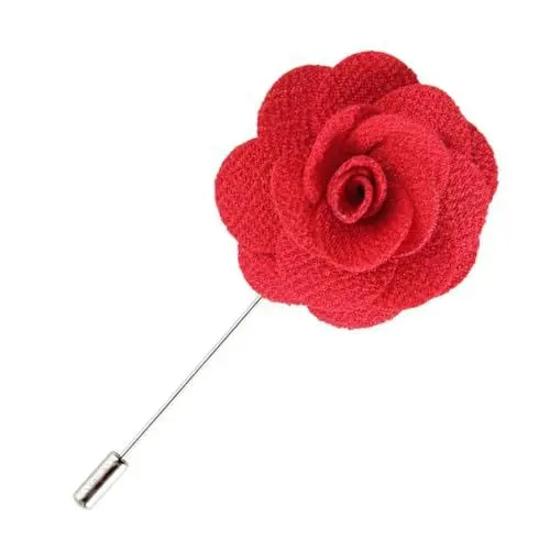 Produktbild: COLLBATH Rote Anstecknadel Für Männer Handgefertigte Brosche Krawattennadel Für Herren Blumen-krawattenbrosche Boutonniere Für Herren Eleganter Schmuck