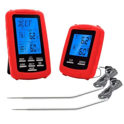 Produktbild: COLLBATH led car display led screen display tiegerbalm red LED-Anzeige grillthermometer Ofenthermometer Backtemperatur Küchenthermometer BBQ-Thermometer kabellos rot