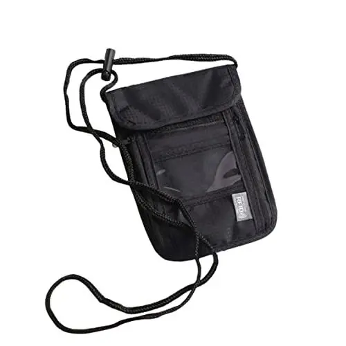 Produktbild: COLLBATH wasserdichte Reisebrieftasche Zum Aufhängen Diebstahlsichere Reisepasshülle Kreditkartenetui Umhängetasche Für Handy Und Reisepass Schwarz