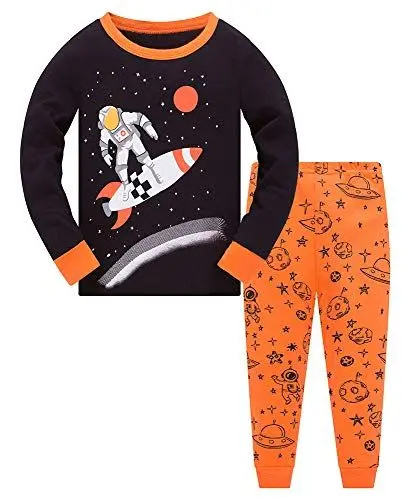 Produktbild: Colobe Jungen Schlafanzug Astronaut Hai Platz Langarm Zweiteilig Pyjama Kinder Baumwolle Schlafanzüge Set Winter Weihnachten Nachtwäsche Größe 9-10 Jahre