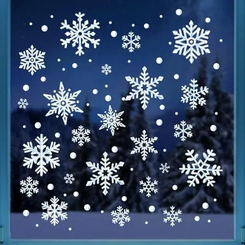 Produktbild: COLOFALLA 6 Blätter Schneeflocken Fensterbilder Groß Weihnachten Fensteraufkleber Weihnachten Fensterbilder Schneeflocken Fensteraufkleber Weihnachten Fensterdeko Geschenke für Weihnachten Winter