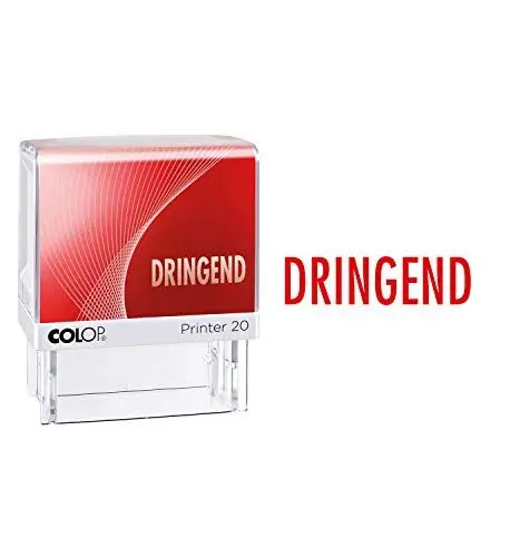 Produktbild: COLOP Printer 20 Text-Stempel DRINGEND, Abdruck rot, für sofortigen Einsatz. Fertigstempel mit Lagertext und rotem Kissen