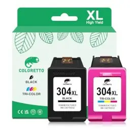 Produktbild: COLORETTO 304 XL Druckertintenpatrone für HP 304XL für DeskJet 2600 2622 2630 3700 3762 Envy 5020 5030 5058 AMP 100 120 125 130(1 Schwarz 1 Farbe) Wiederaufbereiteter Patronen