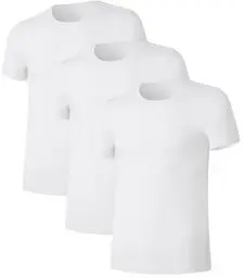 Produktbild: COLORFULLEAF 3/5er Pack Bambus T-Shirt Herren V Ausschnitt/Rundhals Stretch Unterhemd Männer Einfarbig Business Arbeitstshirts(Weiß,XXL)