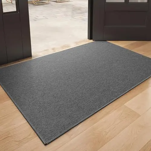 Produktbild: COLOR&GEOMETRY Fussmatte Innen, 81 x 122 cm, Schmutzfangmatte Innen, Teppiche für den Eingangsbereich, Fußmatte Innen, rutschfest, waschbar, Keine Faltspuren Fußmatte Haustür, Eingangsmatte, Grau