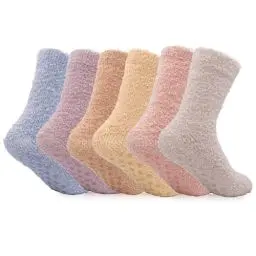 Produktbild: colornival Damen Plüsch-Rutschfeste Hausschuhe Socken - Flauschig, Bequem, Warme Winterschlaf- und Haussocken