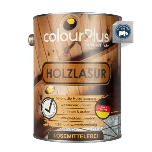 Produktbild: colourPlus® Holzlasur lösemittelfrei (2,5L, Anthrazitgrau) seidenglänzende Holzlasur Außen- Holz Grundierung - Holz Lasur - Holzlasur Aussen - Made in Germany