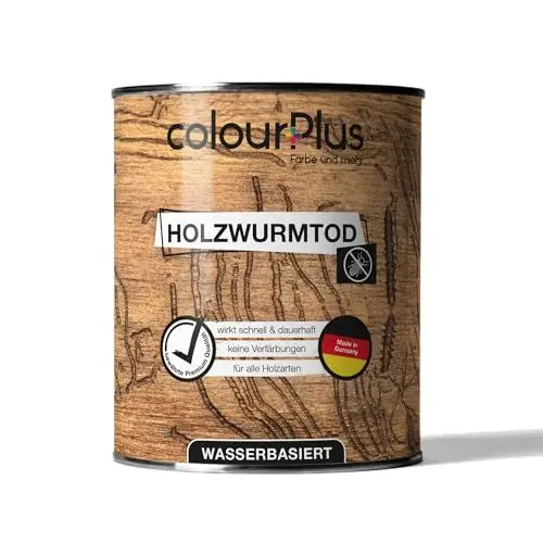 Produktbild: colourPlus Holzwurmtod 750 ml – Holzwurm bekämpfen / Schutzmittel gegen Holzwürmer, Hausbock & Splintholzkäfer. Holzwurm Ex für Innen- & Außenbereich. Für alle Holzarten & Möbel geeignet