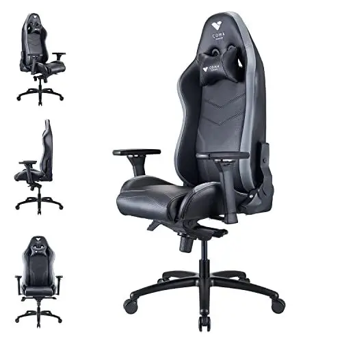 Produktbild: Com4Gaming Argon 2025 - Gaming Stuhl - Gaming Sessel mit Atmungsaktivem PU-Leder, Ergonomischer Schreibtischstuhl mit Kopfstütze, Graphite Grey, max. 150 kg