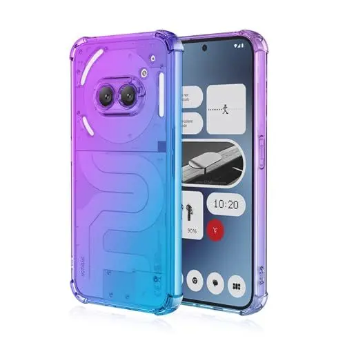 Produktbild: COMAKU Bunt Farbverlauf Hülle für Nothing Phone (2a), Durchscheinend TPU Silikon Handyhülle mit StoßFest Bumper, lila blau