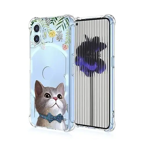 Produktbild: COMAKU Hülle Kompatibel mit Nothing Phone 2 Hülle klar Transparent Schlanke Schutzhülle Weich TPU Stoßstange 3D Geprägtes Mädchen Muster Stoßdämpfung Schutzhülle - Frisches Kätzchen