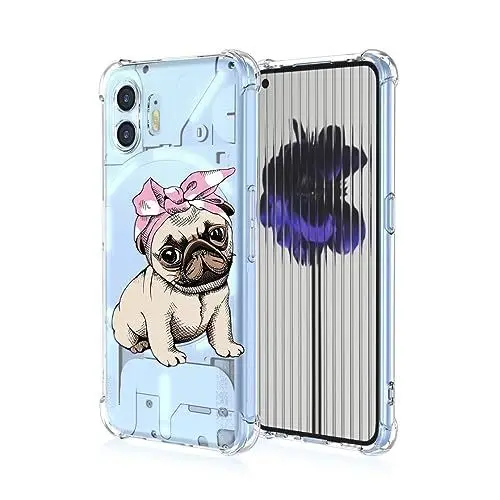 Produktbild: COMAKU Hülle Kompatibel mit Nothing Phone 2 Hülle klar Transparent Schlanke Schutzhülle Weich TPU Stoßstange 3D Geprägtes Mädchen Muster Stoßdämpfung Schutzhülle - Hund