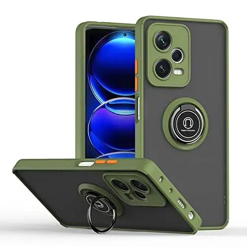 Produktbild: COMAKU Hülle für Xiaomi Poco X5 Pro, mit 360 Grad Ring Ständer Case (funktioniert mit magnetischer Autohalterung) PC+TPU Soft Bumper Handyhülle Cover Schutzhülle - ArmyGreen