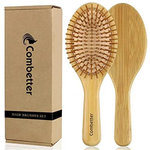 Produktbild: Combetter Haarbürste-Natürliche Bambus Paddel Entwirrung Haarbürste, Anzug für Frauen Männer und Kinder dick/dünn/lockiges/trockenes Haar, Massage Kopfhaut