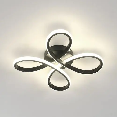 Produktbild: Comely LED Deckenleuchte, 30W 3375LM Modern LED Deckenlampe Deckenbeleuchtung für Wohnzimmer Schlafzimmer Esszimmer, Neutrales Licht 4500K, 30cm, Schwarz