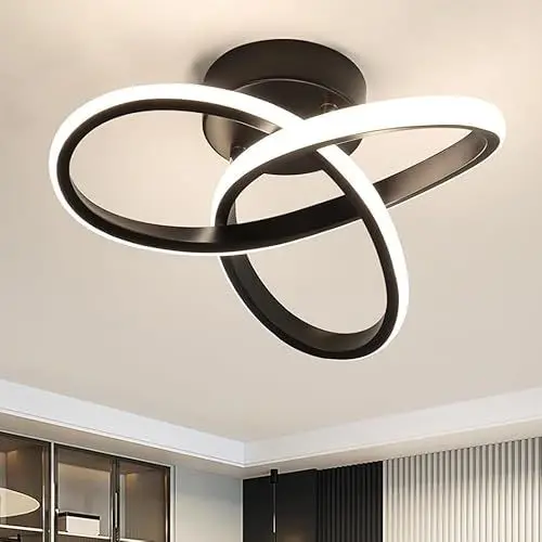 Produktbild: Comely LED Deckenleuchte Moderne, 22W Creative Flower Form LED Deckenlampe, Schwarz LED Deckenbeleuchtung für Wohnzimmer Schlafzimmer Esszimmer Flur Balkon, 4500K Natürliches Licht