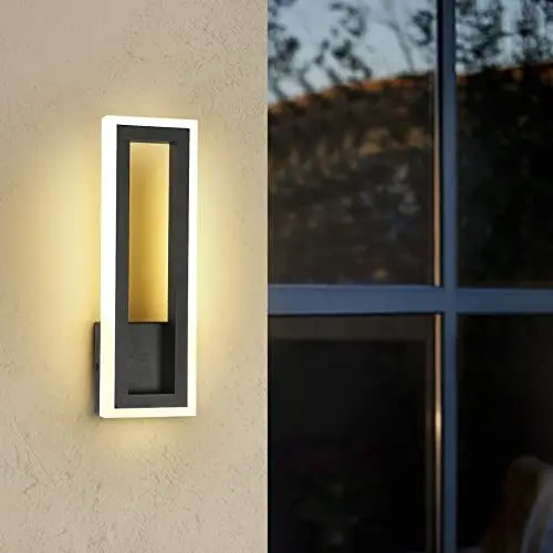 Produktbild: Comely LED Wandleuchte Außen/Innen, IP65 Wasserdicht Wandlampe Aussen, Warmweiß 3000K Aluminium Außenlampe, Badezimmerlampe wand schwarz für Garten Terrasse Anthrazit Veranda Garage
