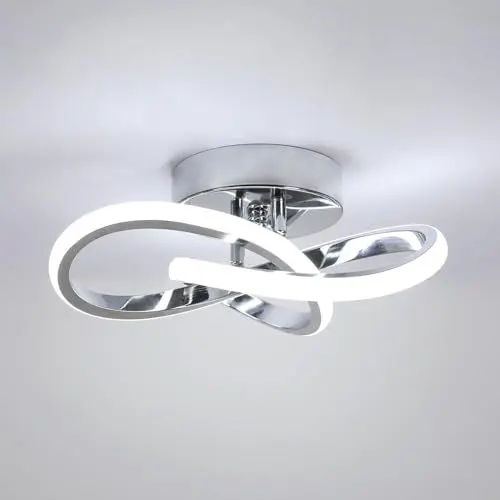 Produktbild: Comely Moderne LED Deckenleuchte, 22W LED Deckenlampem Kreatives Blumendesign, Elegante Silberne Deckenbeleuchtung für Flur, Eingang, Schlafzimmer, Balkon, 6500K Kaltweißes Licht