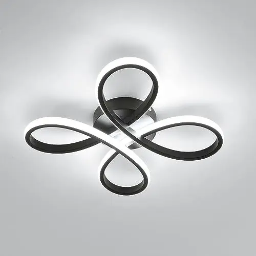 Produktbild: Comely Moderne LED Deckenleuchte, Schwarz 30W 3500LM Deckenlampe LED, Creative Flower Form Deckenbeleuchtung LED aus Acryl für Balkon Diele Schlafzimmer Wohnzimmer, Kühl-weißes Licht 6500K