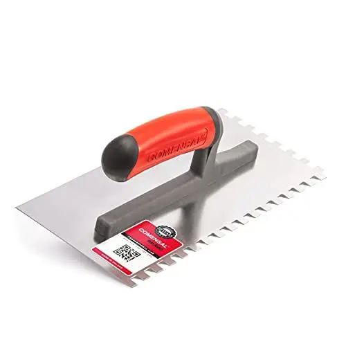 Produktbild: COMENSAL Zahnkelle 8 mm - Profi Edelstahl Glättekelle - Zahnspachtel zum Verlegen von Fliesen - Ergonomisch Griff - Made in EU - 280 x 130 mm