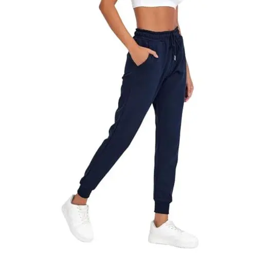 Produktbild: COMEOR Jogginghose Damen - Baumwolle Sporthose Lang Warme Trainingshosen, Frauen Freizeithosen, Sweatpants mit Regular Passform für Fitness, Yoga, Freizeit (Dunkelblau M)