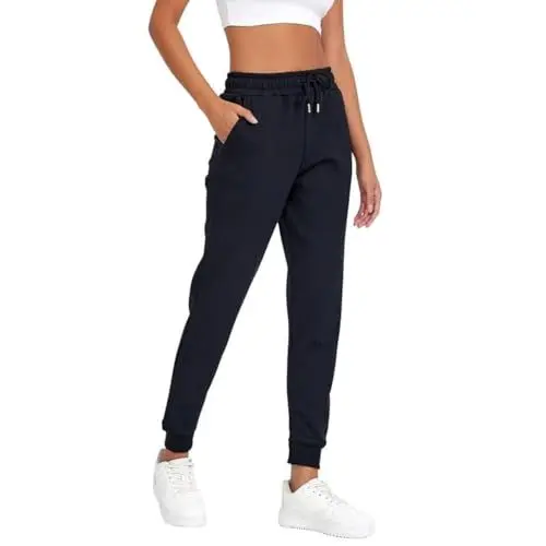 Produktbild: COMEOR Jogginghose Damen - Baumwolle Sporthose Lang Warme Trainingshosen, Frauen Freizeithosen, Sweatpants mit Regular Passform für Fitness, Yoga, Freizeit (Schwarz S)