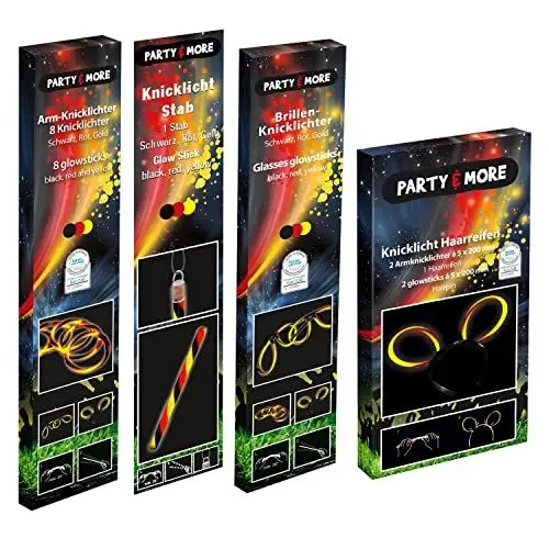 Produktbild: Comet Feuerwerk Party & More - Knicklichter Party Set Deutschland, Haarreifen, Brillen, Armbänder und Leuchtstäbe, Fan-Set, WM, EM