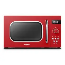 Produktbild: Comfee CMSRO 20 di rd Retro-Mikrowelle mit 8 Automatikmenüs, 5 Leistungsstufen, Schnellkochtaste, 20 l, 800 W, leidenschaftlich rot
