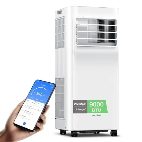 Produktbild: Comfee Mobiles Klimagerät Breezy Cool Pro 2.6,9000 BTU 2,6kW, Kühlen&Ventilieren&Entfeuchten,APP-Steuerung,Raumgröße bis 88m³(33㎡),Mobile Klimaanlage mit Abluftschlauch (Energieklasse A)