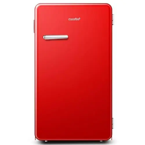 Produktbild: Comfee' RCD93RE2RT(E) Kleiner Kühlschrank 93 L, Retro-Design, Mini-Kühlschrank mit einer Tür, einstellbare Temperatur, leise, geeignet für Zuhause, Büro und Hotel, Rot