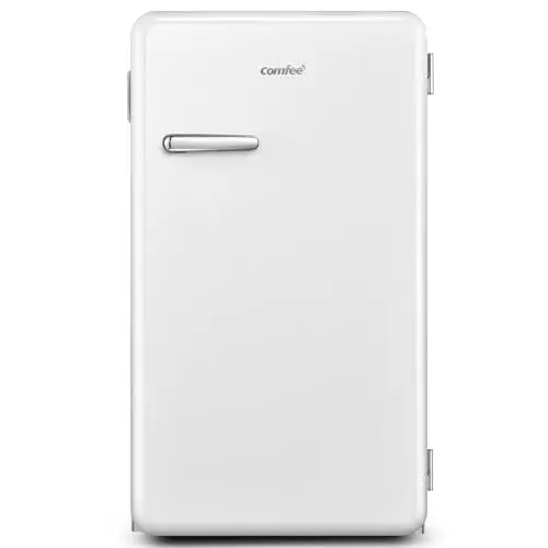 Produktbild: Comfee' RCD93WH2RT(E) Kleiner Kühlschrank 93 L, Retro-Design, Mini-Kühlschrank mit einer Tür, Temperaturregelung, geeignet für Zuhause, Büro und Hotel, Weiß