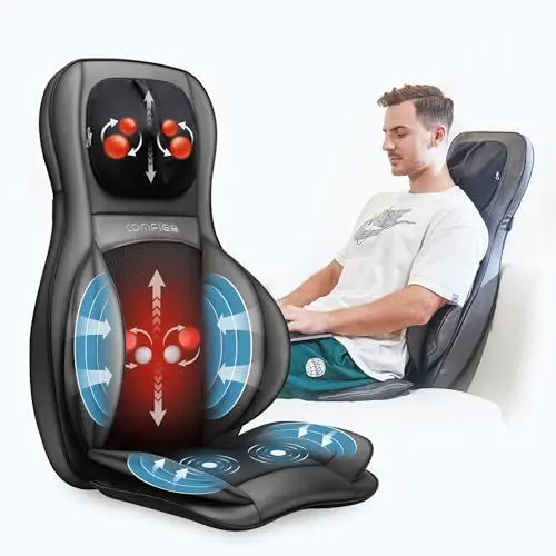 Produktbild: COMFIER 3D Shiatsu Massagesitzauflage mit Knet-, Rollen-, Vibrations- und Luftkompressionsmassage, Massageauflage mit Wärmefunktion,ideale Geschenk
