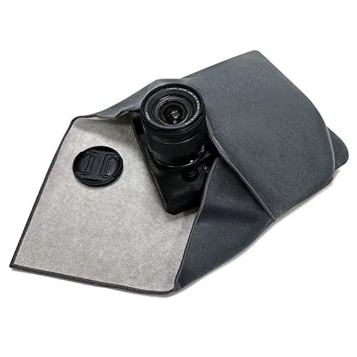 Produktbild: ComfortAce Einschlagtuch für Kamera als Schutzhülle für Fotoausrüstung im Rucksack, Tasche, Beutel etc. Passen für Vollformat DSLR, Objektiv, Stativ, Tablet-PC, etc. 58 x 58 cm，Grau