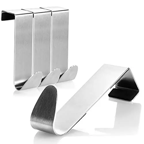 Produktbild: COM-FOUR® 4x Türhaken aus Edelstahl - Kleider-Haken mit Schaumstoff-Schutz - Garderobenhaken für Schranktür und Zimmertür - Aufhängung für Tür-Deko, Jacken, Taschen (04 Stück - Edelstahl - gepolstert)