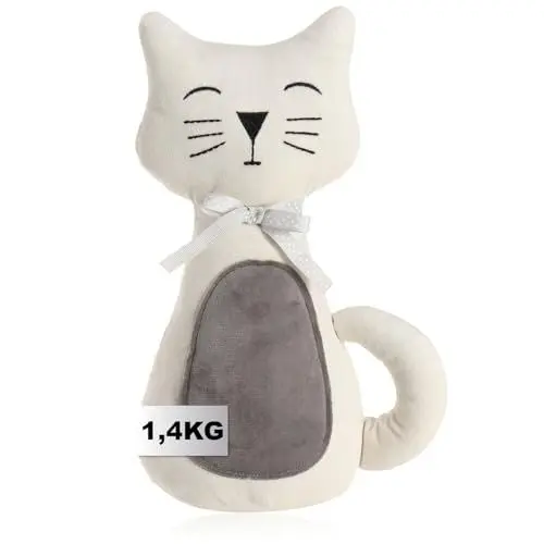 Produktbild: com-four® Türstopper, Schwerer Türhalter, süßes Katzendesign, Funktionelles Wohnaccessoire, Stopper für Fenster und Türen, optimal bei Durchzug (Katze Lucy)