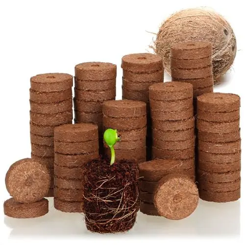 Produktbild: com-four® 100x Kokosquelltabs - Anzuchtunterstützung für Pflanzensamen - biologisch abbaubare Kokosscheiben - Anzuchthilfe aus Kokosfaser - Quelltabletten