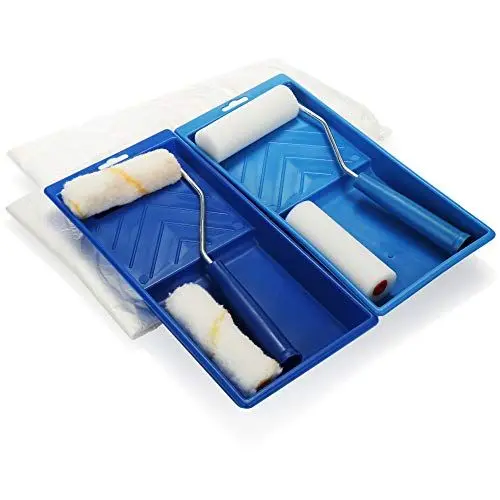 Produktbild: COM-FOUR® 10-teiliges Maler-Set - Abdeckplanen, Farbroller und Farbwannen, optimal für Dekorations-, Maler- und Renovierungsarbeiten