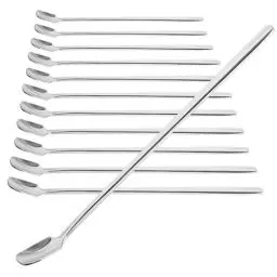 Produktbild: com-four® 12x Löffelset Edelstahl-Löffel mit langem Griff für Cocktails Tee Kaffee Milchshake Kaltgetränk Desserts Kaffeelöffel (12 Stück - Rühr Löffel 17cm)