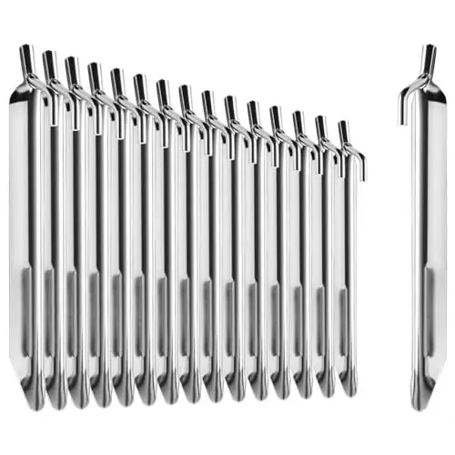 Produktbild: com-four® 16x Zelt-Heringe aus Stahl - robuste Erdnägel in V-Form für Camping und Outdoor - ideal für normalen Boden 170mm - V Profil