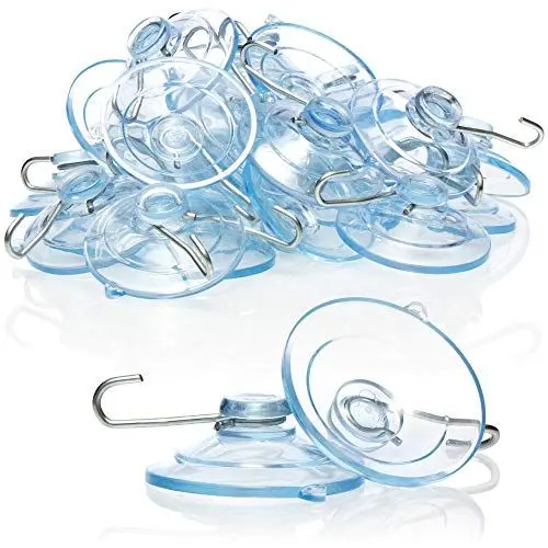 Produktbild: com-four® 20x Saugnapf - Universal Saugnapfhalter mit Metallhaken - Saugnäpfe zum Aufhängen von Lichterketten, Handtüchern, Dekorationen (Ø 4.5cm - 20 Stück)